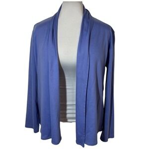 LLBean Womens Cardigan Periwinkle Blue 100% Supima Cotton M-REG